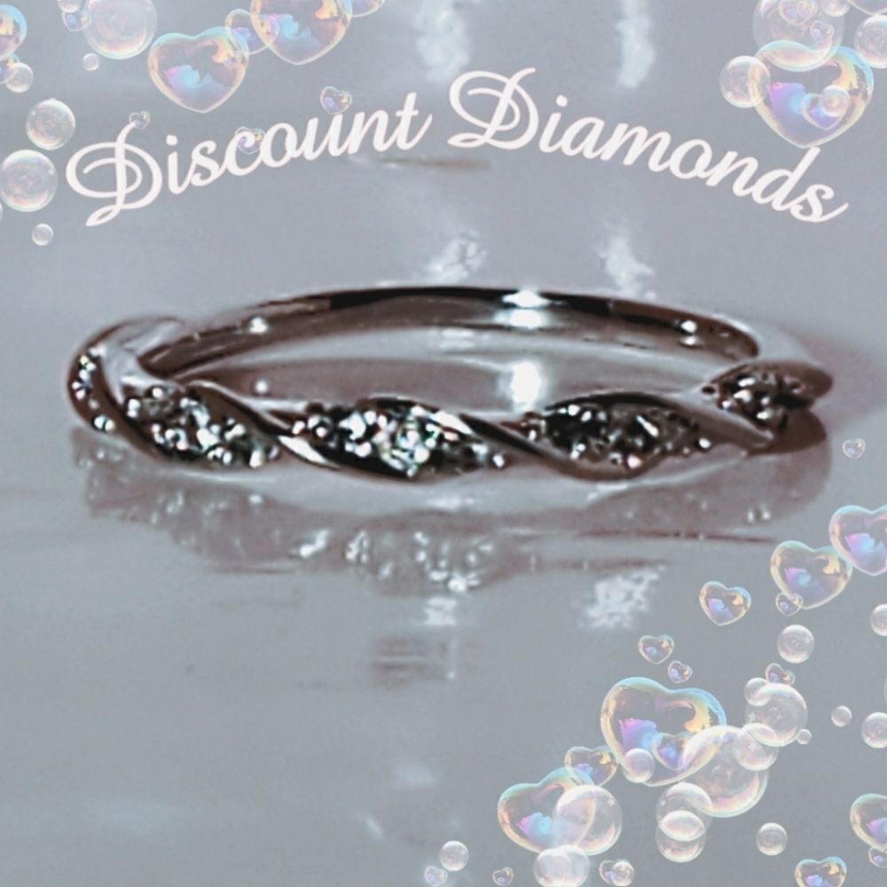 Clear White Diamond Cocktail Ring on 14K White Gold over 925 Sterling Silver